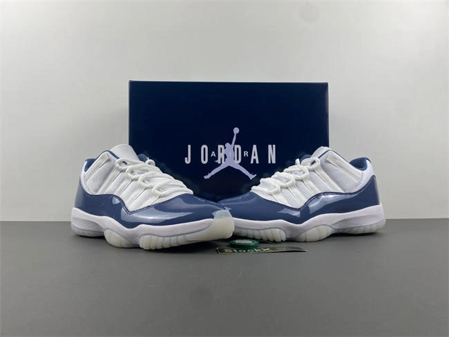 Sporty Air Jordan 11 White navy blue FV5104- 4090